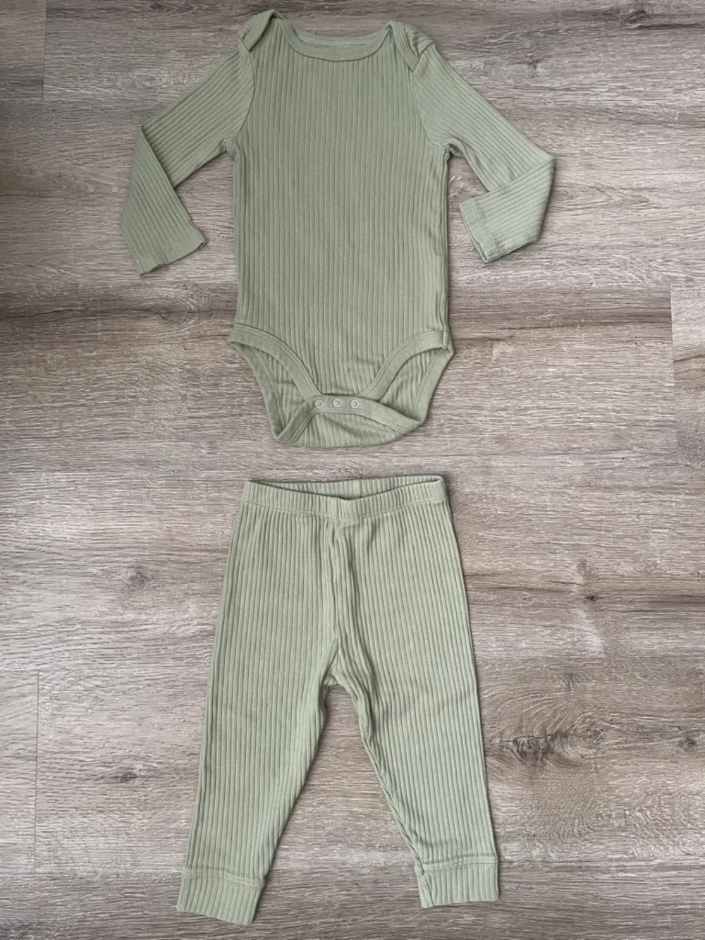 Cloud Island sage green bodysuit and bottoms size 12 months